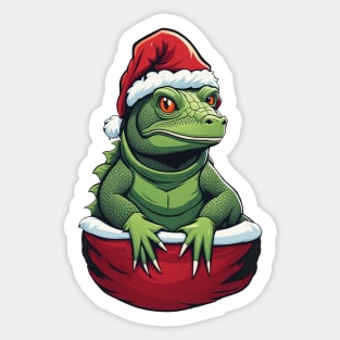 Lizard in santa hat christmas pocket design Sticker